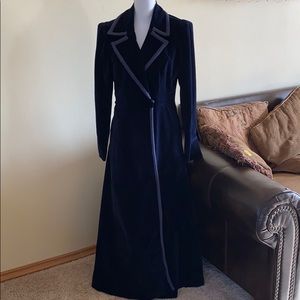 Navy velvet Two-Pocket Trench Coat new